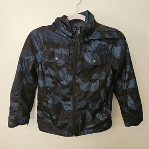 Urban Republic Boys Black and Blue Camouflage Hooded Jacket